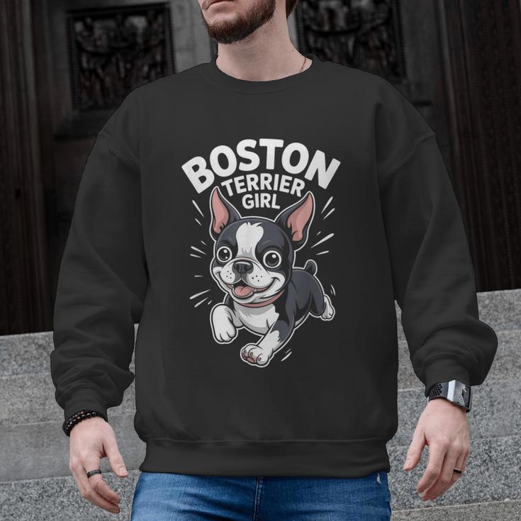 Boston Terrier Girl Cute Cartoon For Dog Owners Pet Terrier Men Graphic Sweatshirt, trending gift