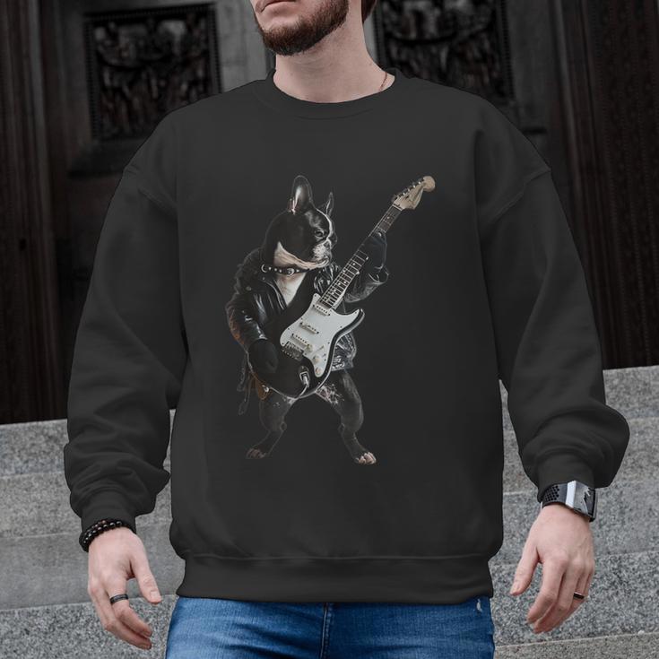 Boston Terrier Guitar Men Graphic Sweatshirt
