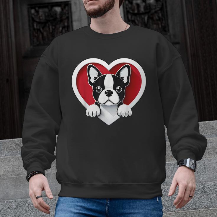 Boston Terrier Heart Cute Puppy Lover Or Dog Owner Men Graphic Sweatshirt