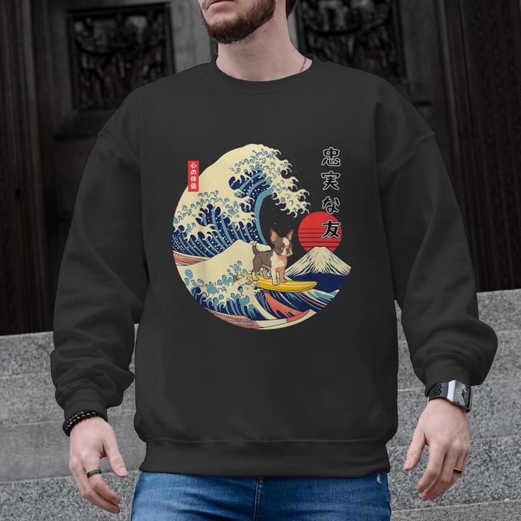 Boston Terrier Japanese Kanagawa Wave Surf Loyal Dog Men Women Kids Men Graphic Sweatshirt
