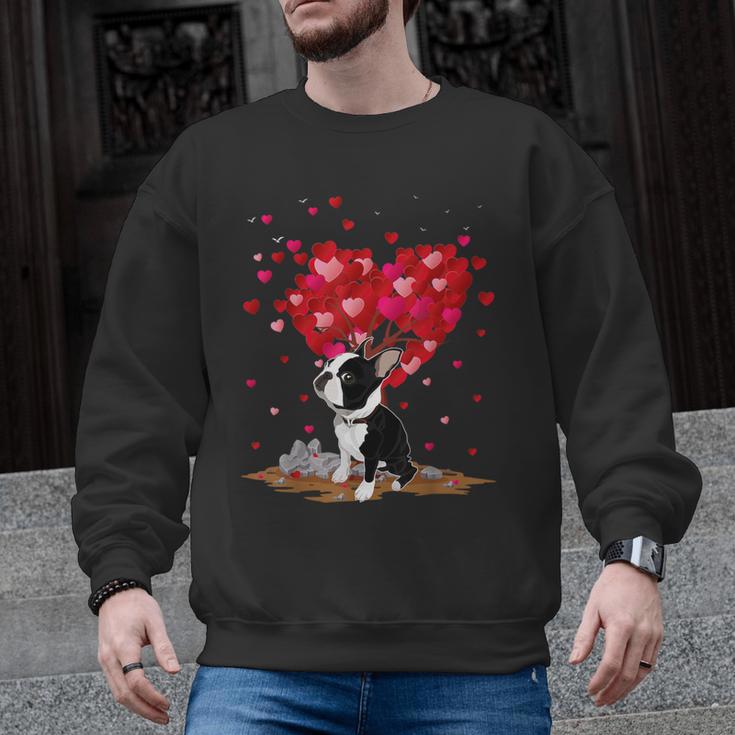 Boston Terrier Lover Heart Shape Boston Terrier Valentine Men Graphic Sweatshirt