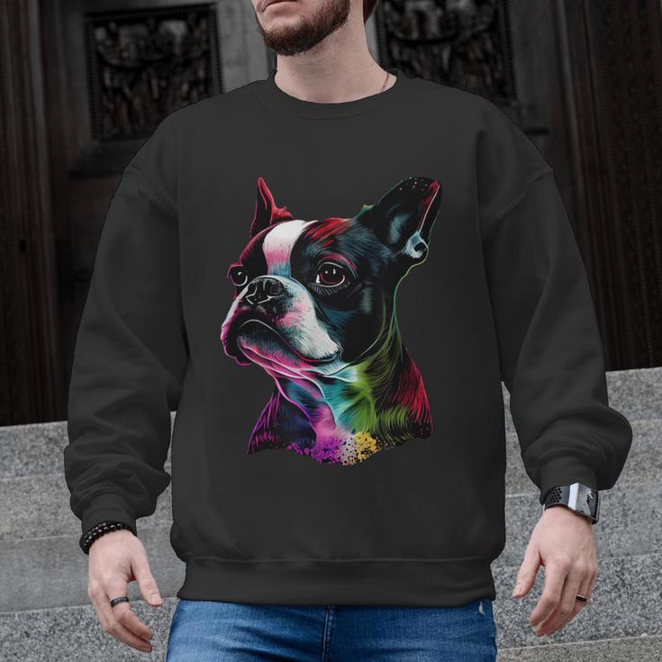 Boston Terrier Lovers Colorful Pop Art Boston Terrier Men Graphic Sweatshirt