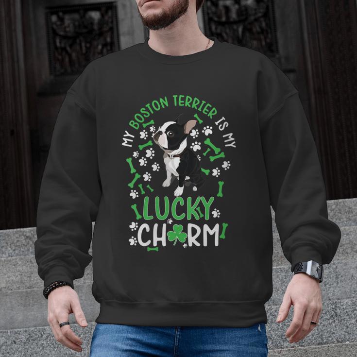 My Boston Terrier Is My Lucky Charm Paw Dog St Patrick's Day Men Graphic Sweatshirt
