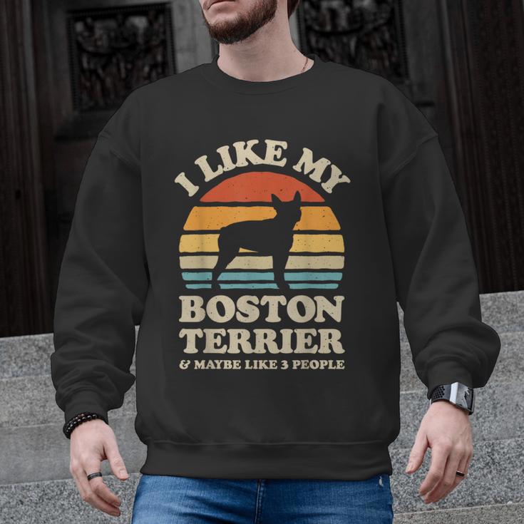 I Like My Boston Terrier And Maybe Like 3 People Dog Lover Men Graphic Sweatshirt