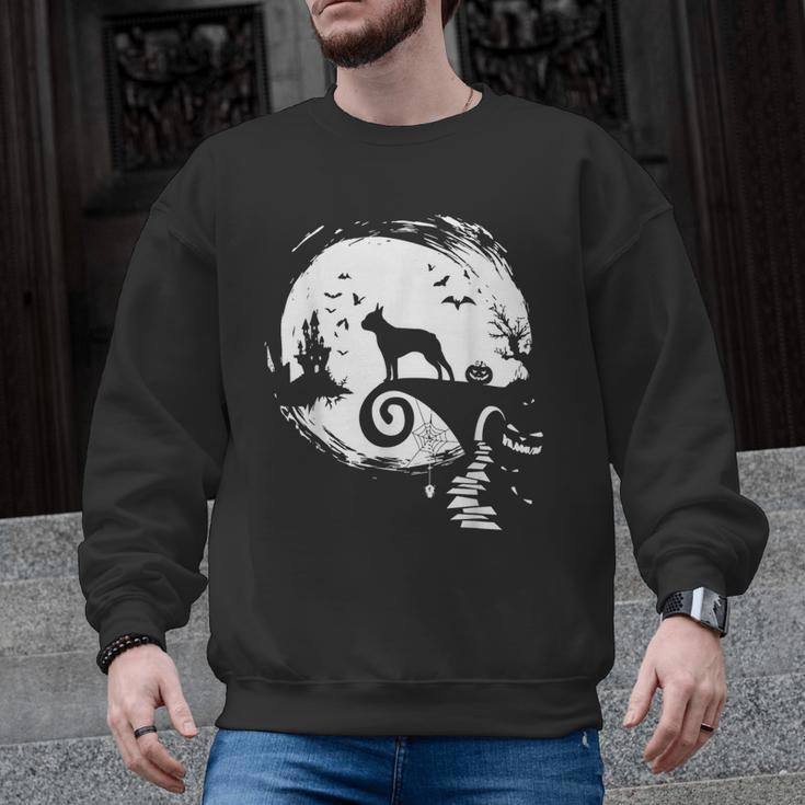 Boston Terrier And Moon Halloween Costume Dog Lover Men Graphic Sweatshirt