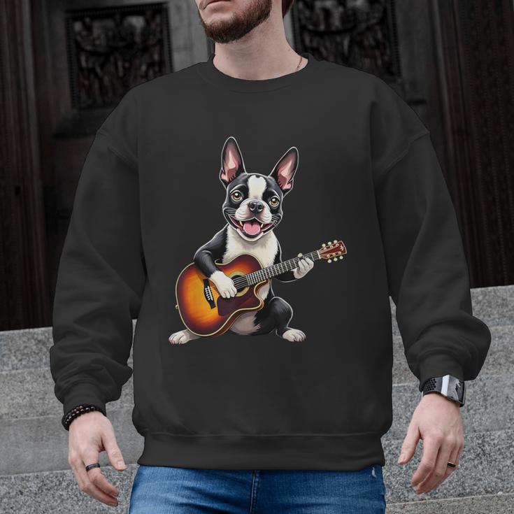 Boston Terrier Playing Guitar  Boston Terrier Men Graphic Sweatshirt