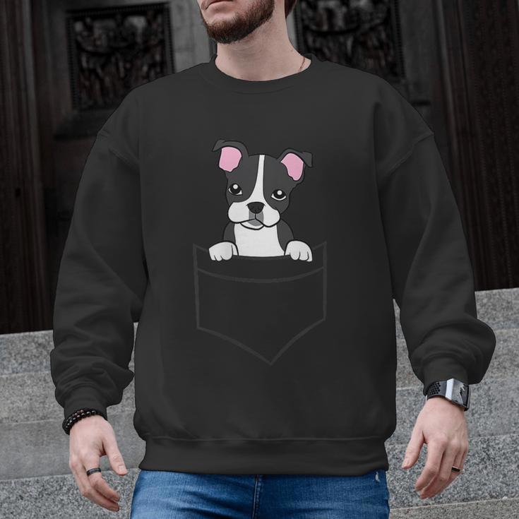 Boston Terrier In The Pocket Cute Pocket Boston Terrier Men Graphic Sweatshirt