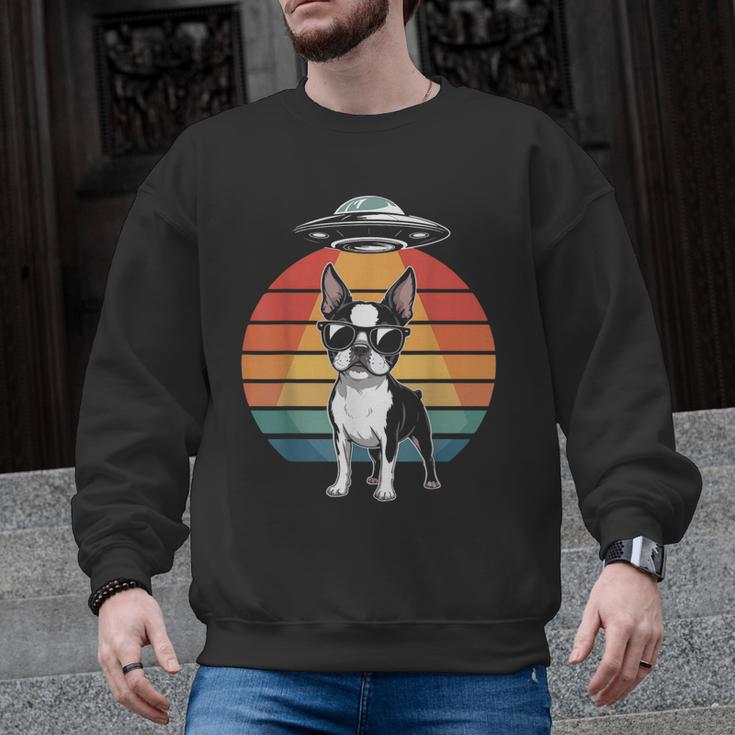 Boston Terrier UFO Alien Boston Terrier Dog Mom Dad Men Graphic Sweatshirt