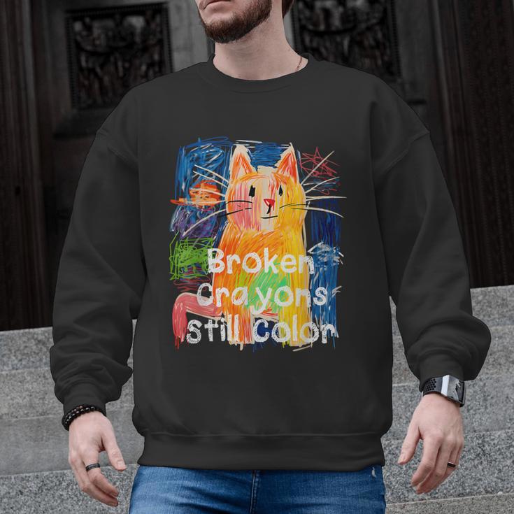 Broken Crayons Still Color Cat Teacher Men Graphic Sweatshirt