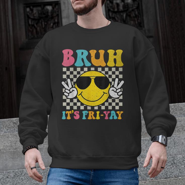 Bruh It's Fri-Yay Friday Weekend Smile Face Teacher Student Men Graphic Sweatshirt