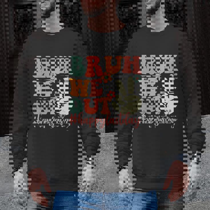 Bruh We Out Teacher Retro Last Day Of School Boys Girls Kids Men Graphic Sweatshirt