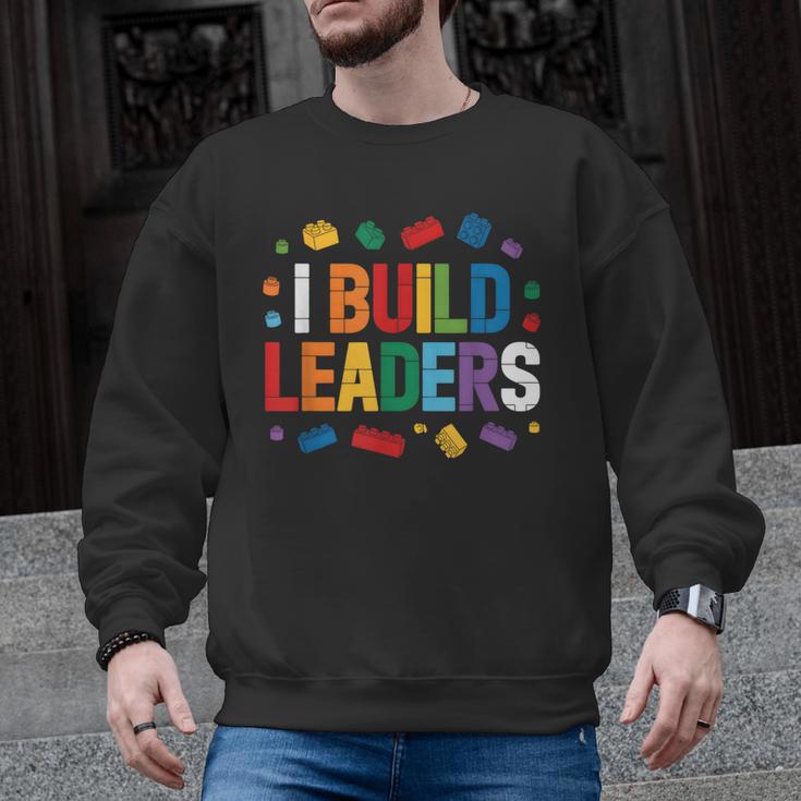 I Build Leaders Bricks Building Blocks Teacher Brick Builder Men Graphic Sweatshirt