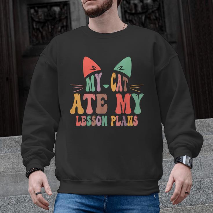 My Cat Ate My Lesson Plans Teacher Sarcastic Men Graphic Sweatshirt