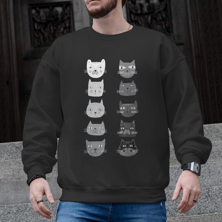 Cat Themed Artist Value Scale Educational Art Teacher Men Graphic Sweatshirt