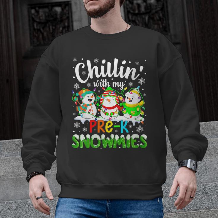 Chillin With My Pre-K Snowmies Christmas Teacher Xmas Men Graphic Sweatshirt