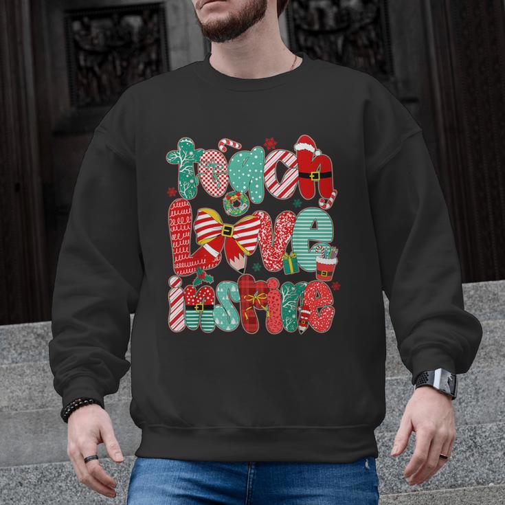 Christmas Coquette Bow Teacher Teach Love Inspire Men Graphic Sweatshirt