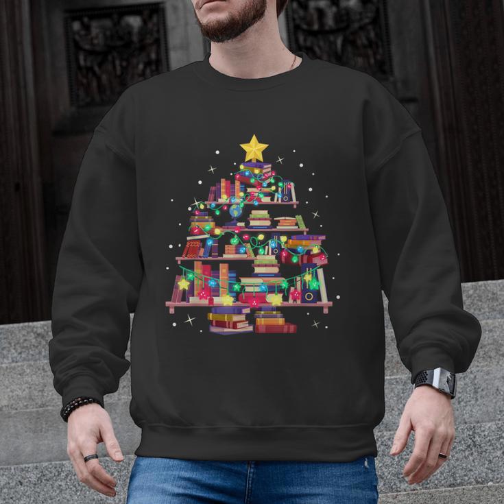 Christmas Library Tree Love Reading Books Nerd Teacher Men Graphic Sweatshirt