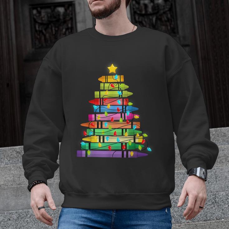 Christmas Tree Made Of Crayons School Teacher Life Student Men Graphic Sweatshirt