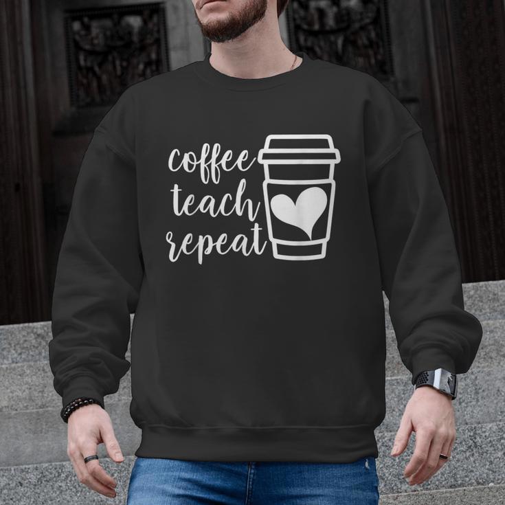 Coffee Teach Repeat Women's Misses Plus Size Teacher Men Graphic Sweatshirt