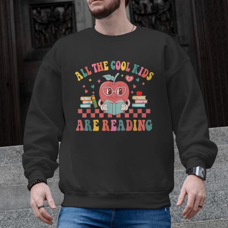 All The Cool Kids Are Reading Book Reading Teacher School Men Graphic Sweatshirt