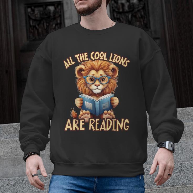 All The Cool Lions Are Reading Lion Teacher Men Women Kids Men Graphic Sweatshirt