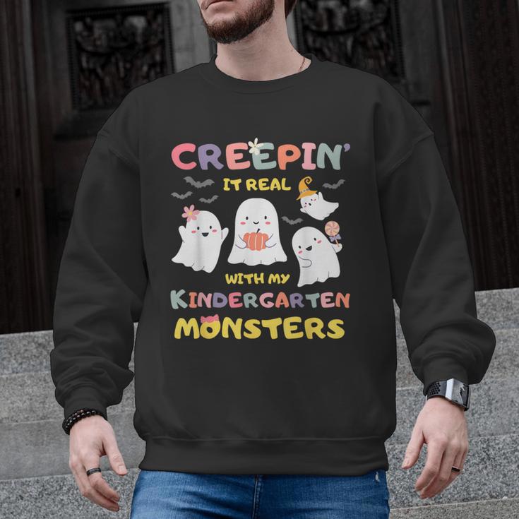 Creepin It Real With Kindergarten Monsters Halloween Teacher Men Graphic Sweatshirt