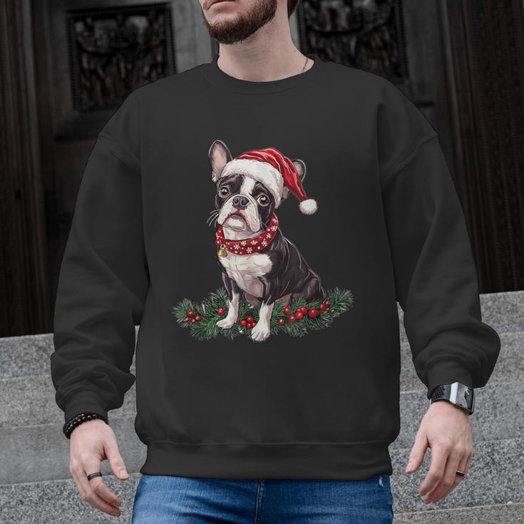 Cute Boston Terrier Dog Christmas Merry X-Mas Graphic Men Graphic Sweatshirt
