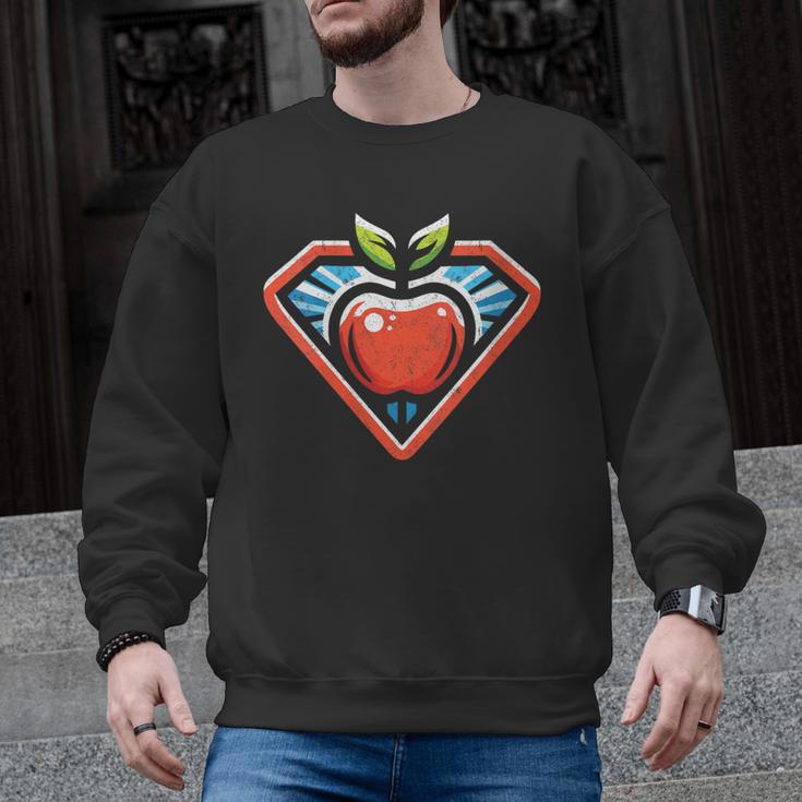 Cute Distressed Super Teacher Superhero Apple Men Graphic Sweatshirt