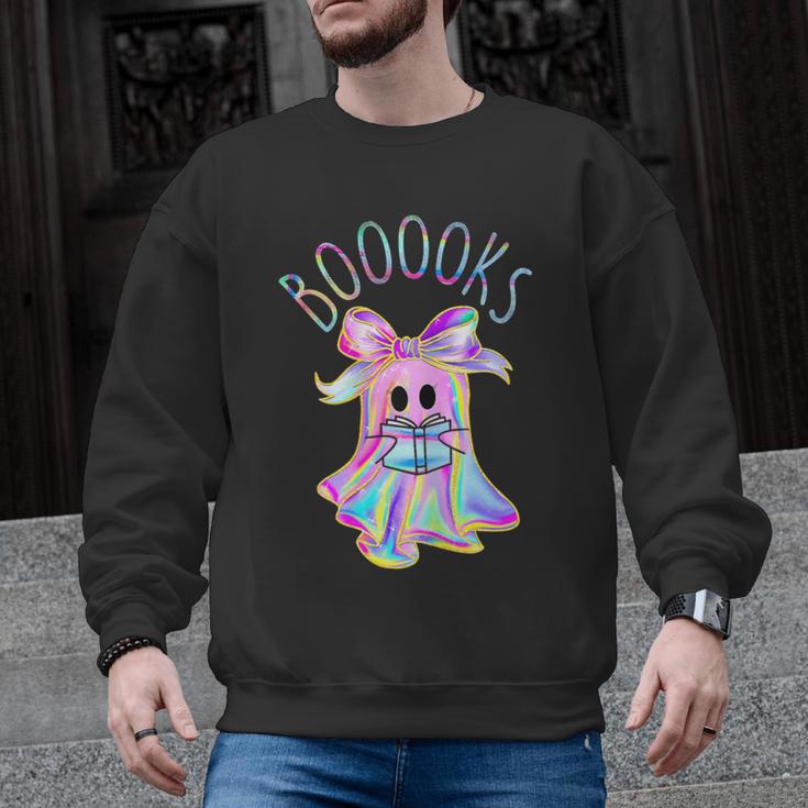Cute Ghost Book Reading Halloween Teacher Top Girls Women Men Graphic Sweatshirt