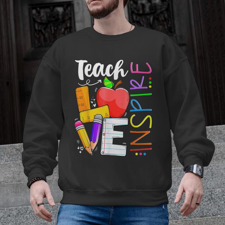 Cute Teach Love And Inspire Men Women Teacher Men Graphic Sweatshirt
