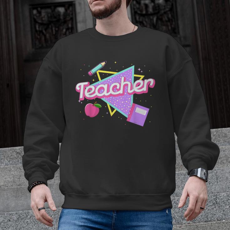Cute Teacher Shirt 80's 90's Style Retro Old School Teacher For Men Women Men Graphic Sweatshirt