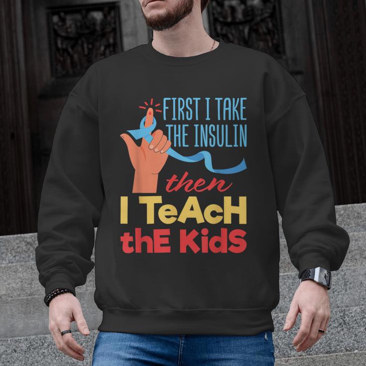 Diabetic Teacher Diabetes Awareness Insulin Blue Ribbon Men Graphic Sweatshirt