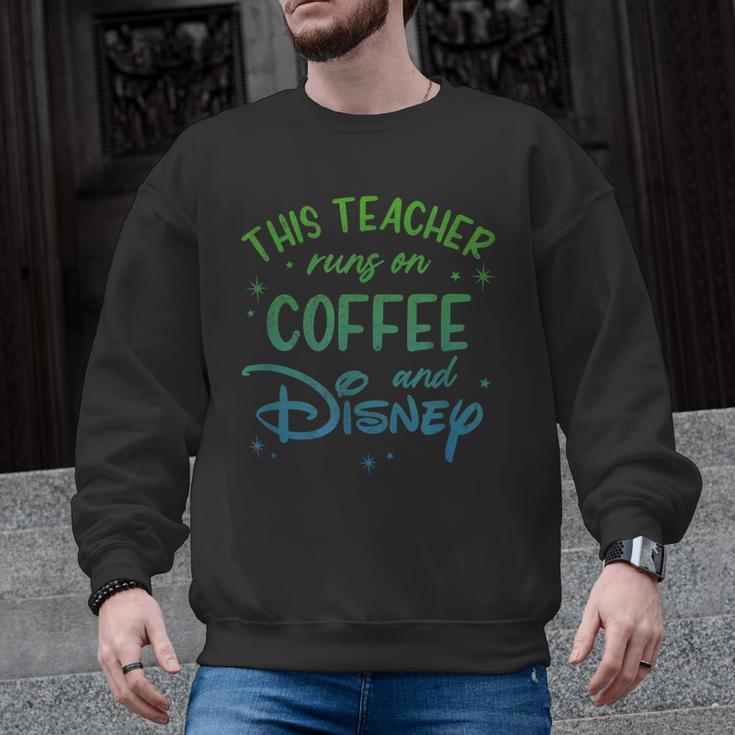 Disney This Teacher Runs On Coffee And Disney Gradient Logo Men Graphic Sweatshirt