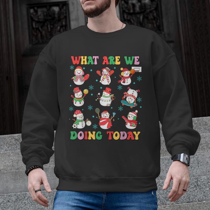 What Are We Doing Today PE Teacher Snowman Christmas Men Graphic Sweatshirt