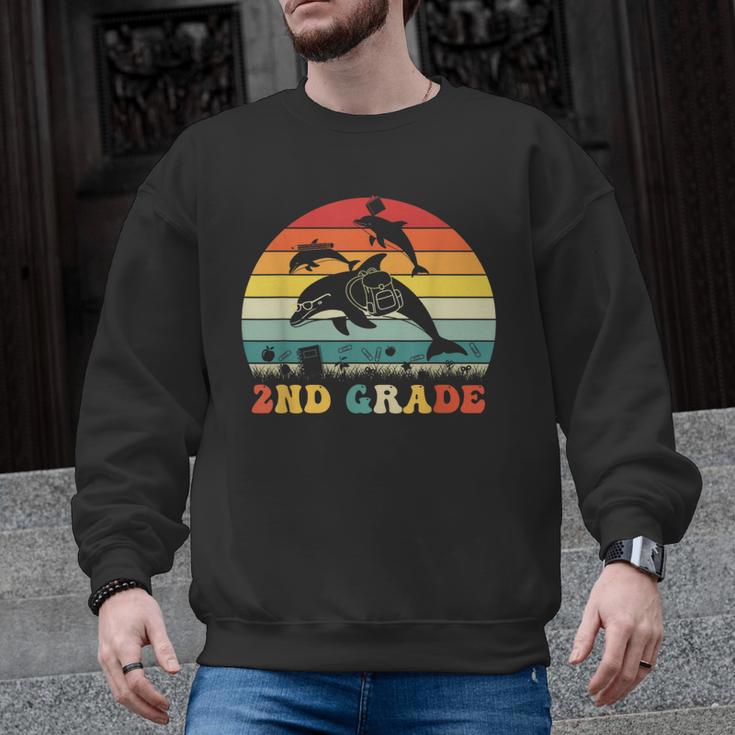 Dolphin Second Grade Back To School Teacher Student Men Graphic Sweatshirt