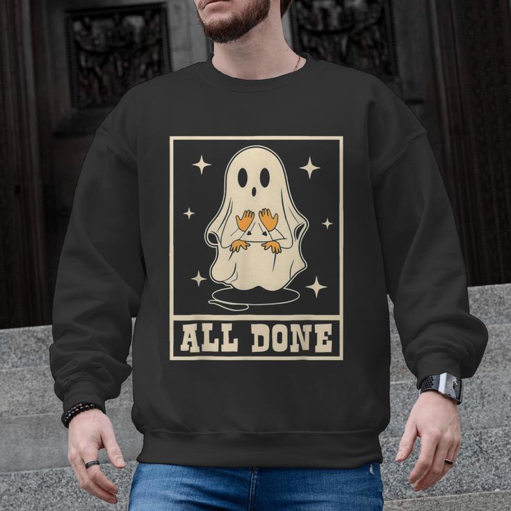 All Done Sign Language Ghost Speech Pathology Teacher Men Graphic Sweatshirt