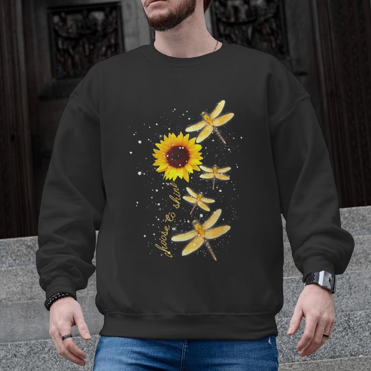 Dragonfly Sunflower Teacher Growth Mindset Choose To Shine Men Graphic Sweatshirt