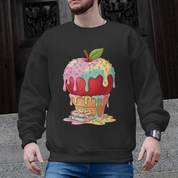 Dripping Apple Ice Cream Cone Cute Teacher Appreciation Men Graphic Sweatshirt