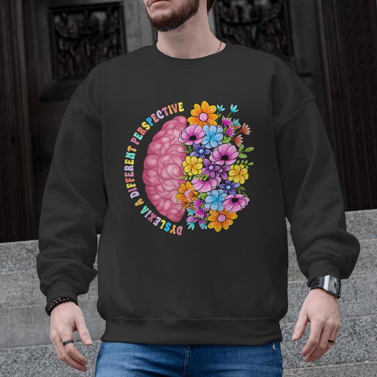 Dyslexia Different Perspective Reading Brain Floral Teacher Men Graphic Sweatshirt