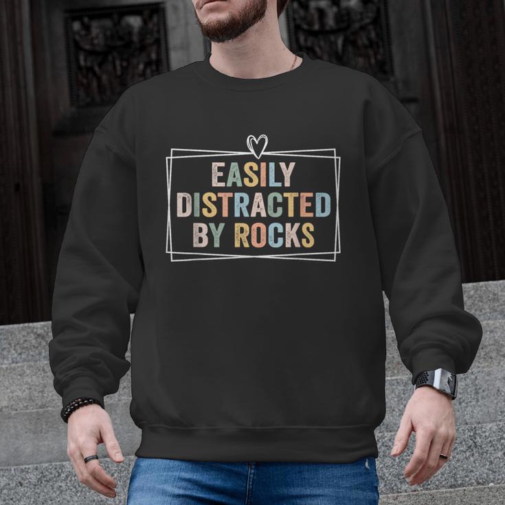 Easily Distracted By Rocks Geology Teacher Men Graphic Sweatshirt