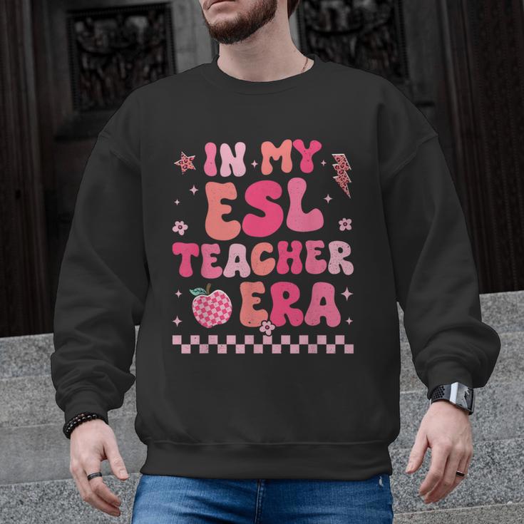 In My Esl Teacher Era Back To School ESL Teacher Groovy Men Graphic Sweatshirt