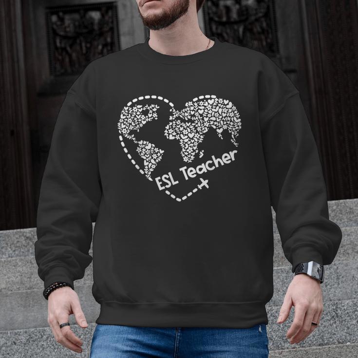 ESL Teacher ESOL Student Cute Heart Shape English Teacher Men Graphic Sweatshirt