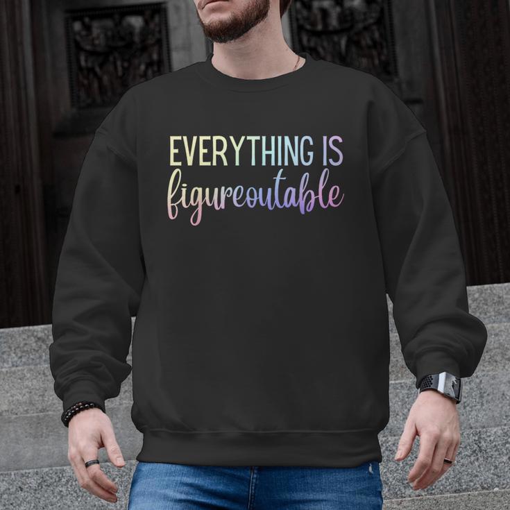 Everything Is Figureoutable Teacher Motivational - -Adults Small Short Sleeve Crew Collar Modern Fun Vacation Cotton Polyester Machine Wash Men Graphic Sweatshirt