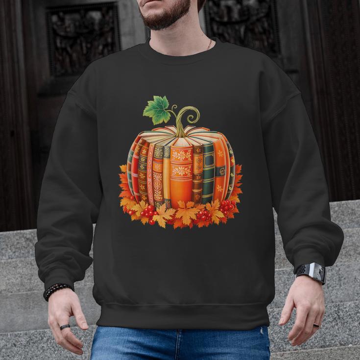 Fall Book Autumn Reading Teacher Halloween Pumpkin Season Men Graphic Sweatshirt