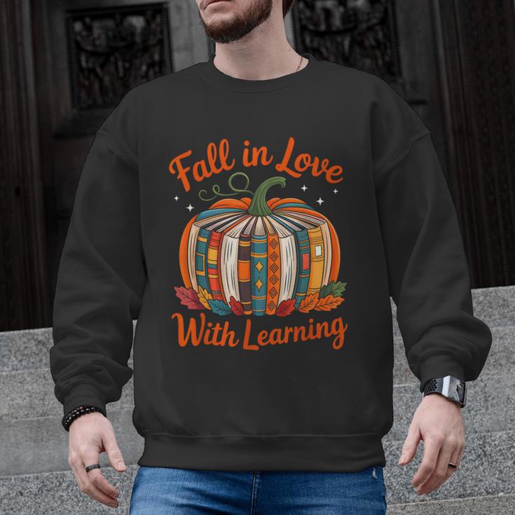 Fall In Love With Learning Book Lover Autumn Pumpkin Teacher Men Graphic Sweatshirt