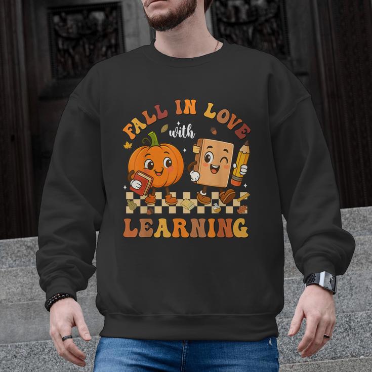 Fall In Love With Reading Book Autumn Pumpkins And Teachers Men Graphic Sweatshirt