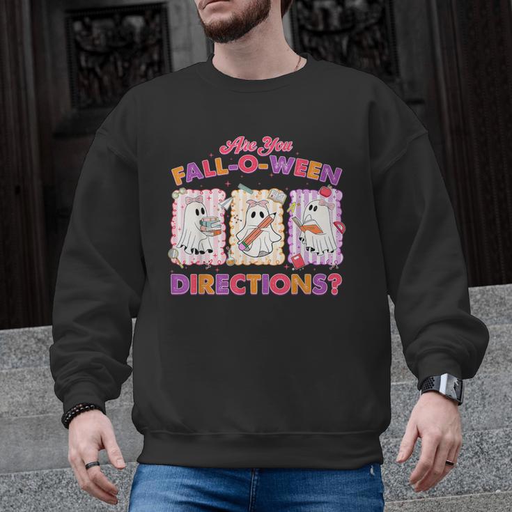 Are You Fall-O-Ween Directions Halloween Teacher Ghost Men Graphic Sweatshirt