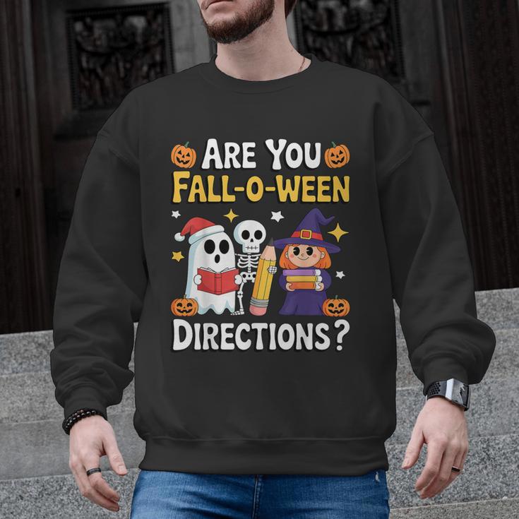Are You Fall O Ween Directions Halloween Teacher Ghost Men Graphic Sweatshirt