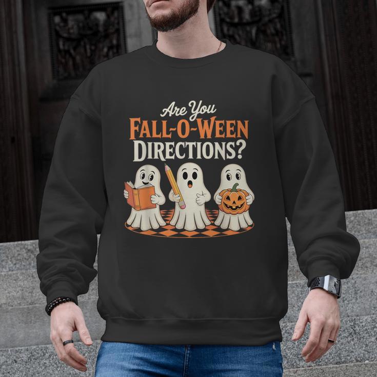 Are You Fall O Ween DirectionsRetro Teacher Halloween Ghost Men Graphic Sweatshirt