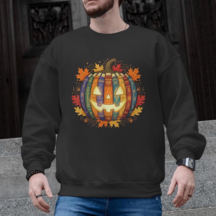Fall Pumpkin Book Lover Spooky Librarian Teacher Halloween Men Graphic Sweatshirt